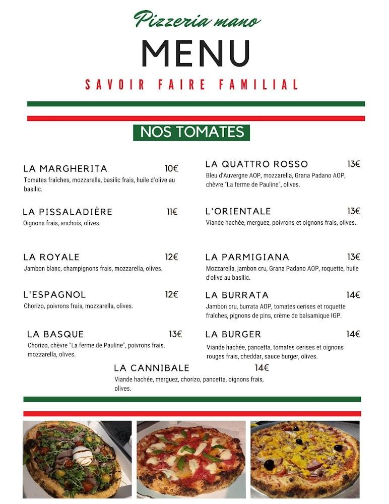 Pizzeria Mano à Dun-sur-Auron - Menu Image 1